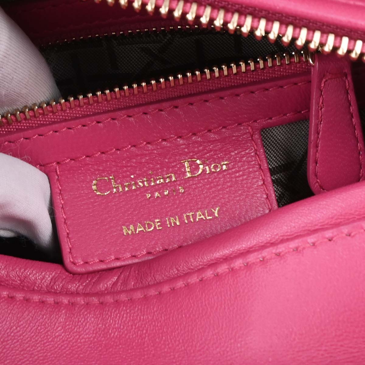 Christian Dior Pink Lambskin Lady Dior Cannage 2way Shoulder Handbag