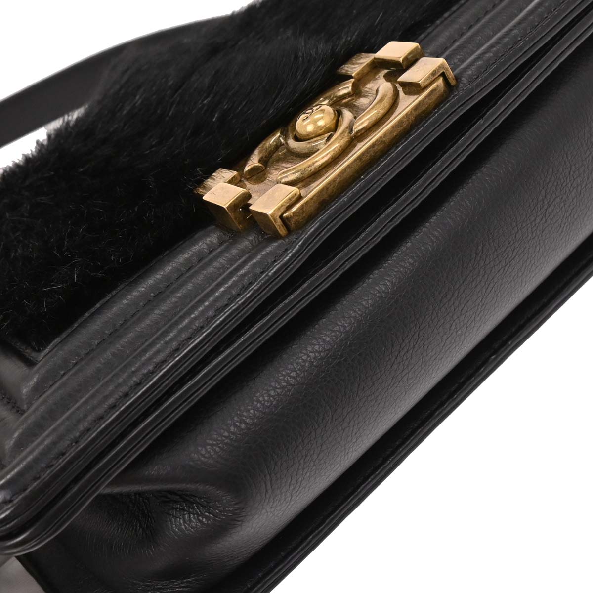 Boy Chanel 2015-2016* Black Goat Hair Small Chain Shoulder Bag