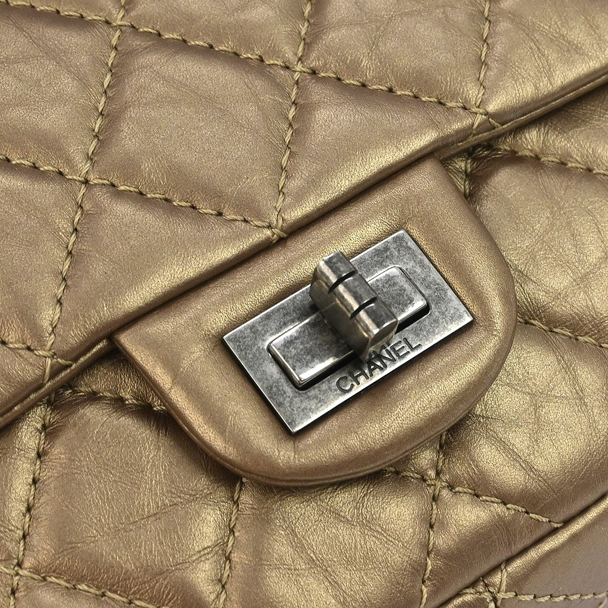 Chanel Bronze Calfskin 2.55 Double Flap Shoulder Bag