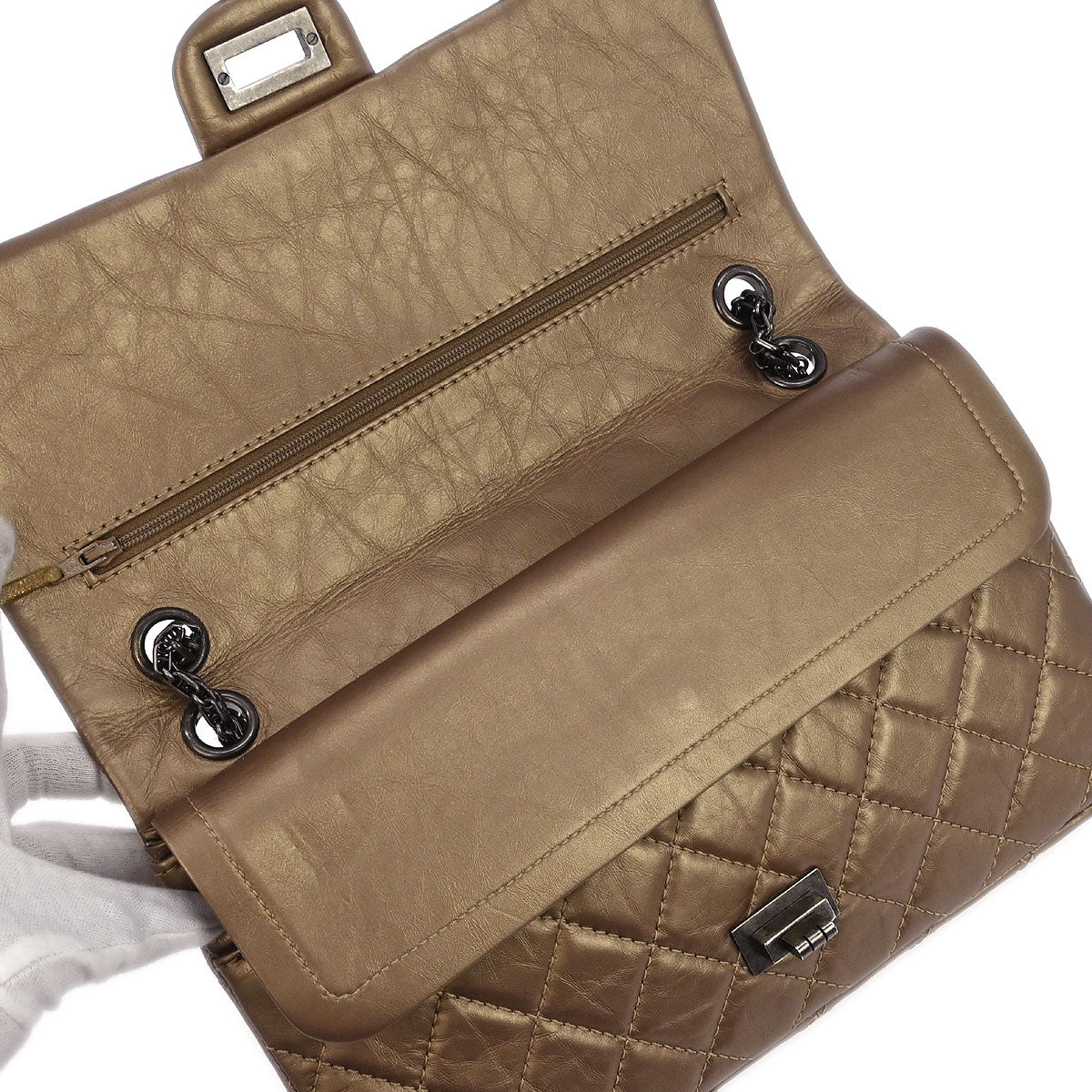 Chanel Bronze Calfskin 2.55 Double Flap Shoulder Bag