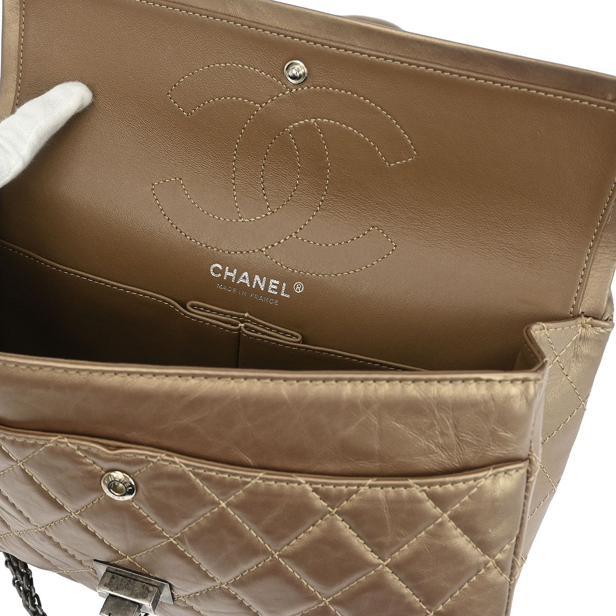 Chanel Bronze Calfskin 2.55 Double Flap Shoulder Bag
