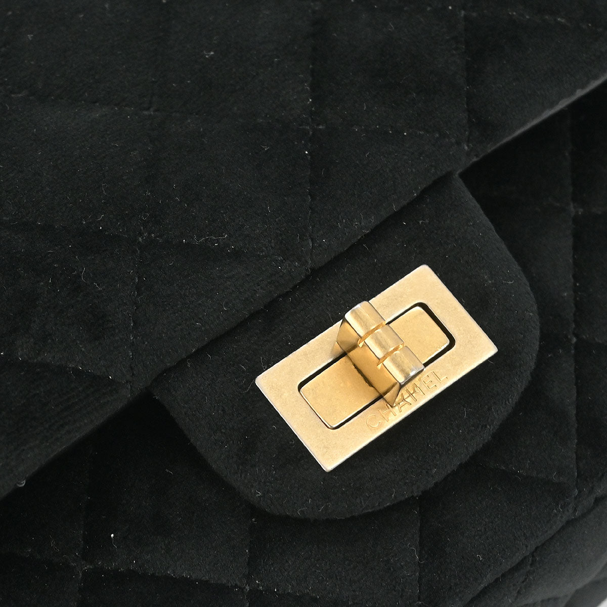 Chanel 2019 Black Velvet 2.55 Small Classic Double Flap Shoulder Bag