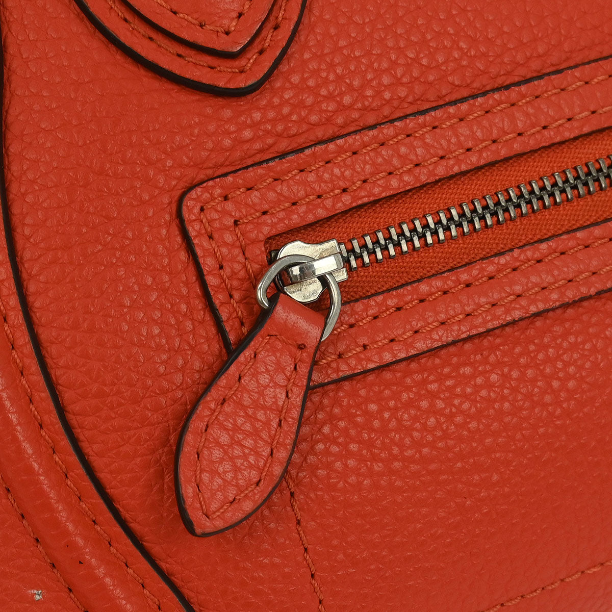 Celine Red Leather Nano Luggage Tote Bag