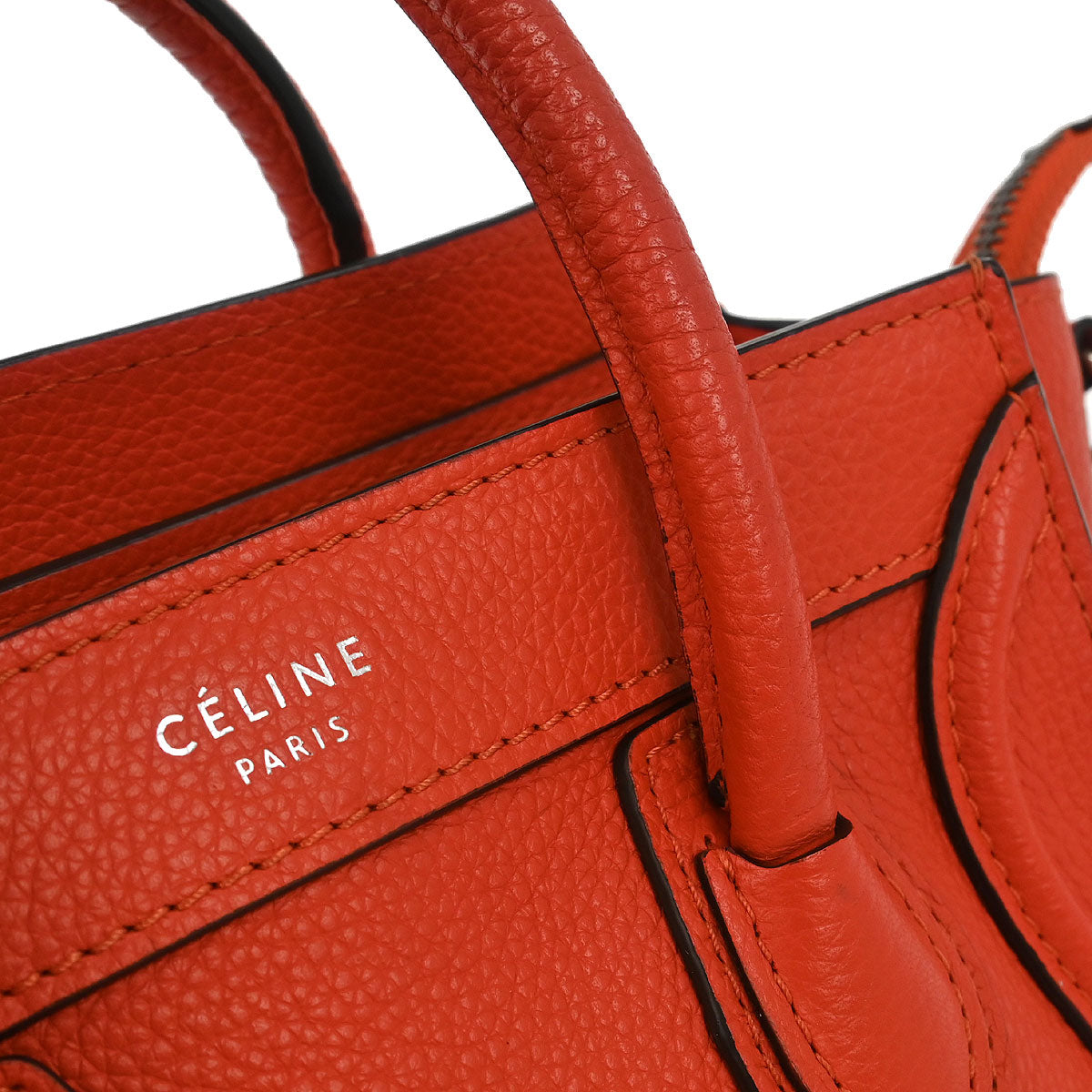 Celine Red Leather Nano Luggage Tote Bag