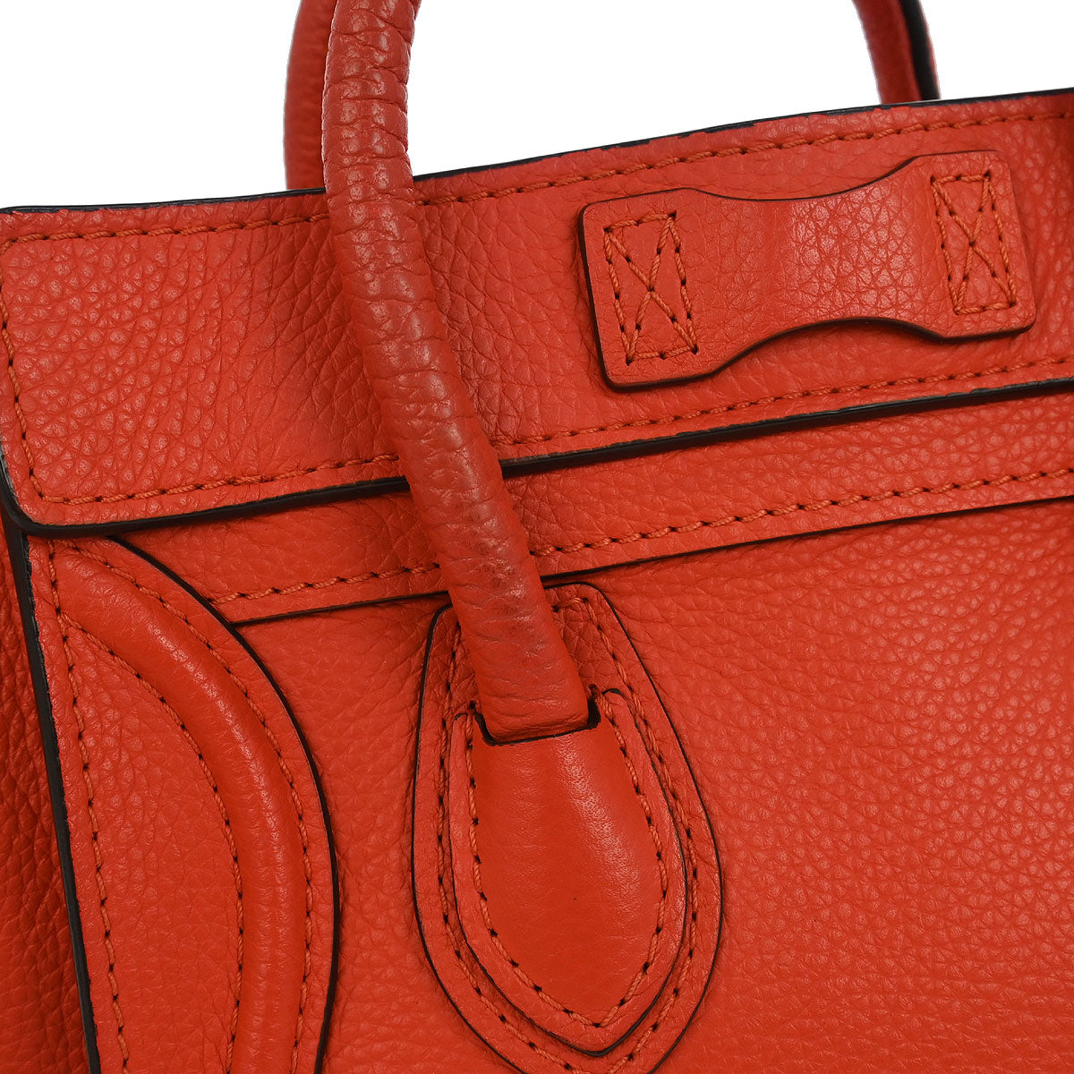 Celine Red Leather Nano Luggage Tote Bag