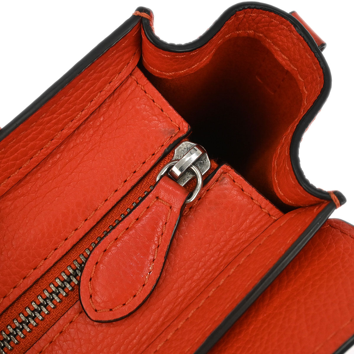 Celine Red Leather Nano Luggage Tote Bag