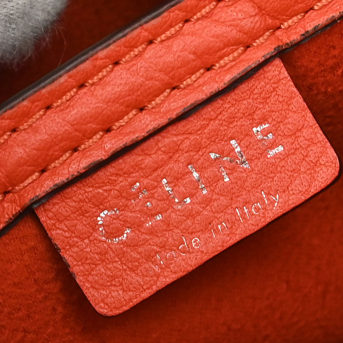 Celine Red Leather Nano Luggage Tote Bag