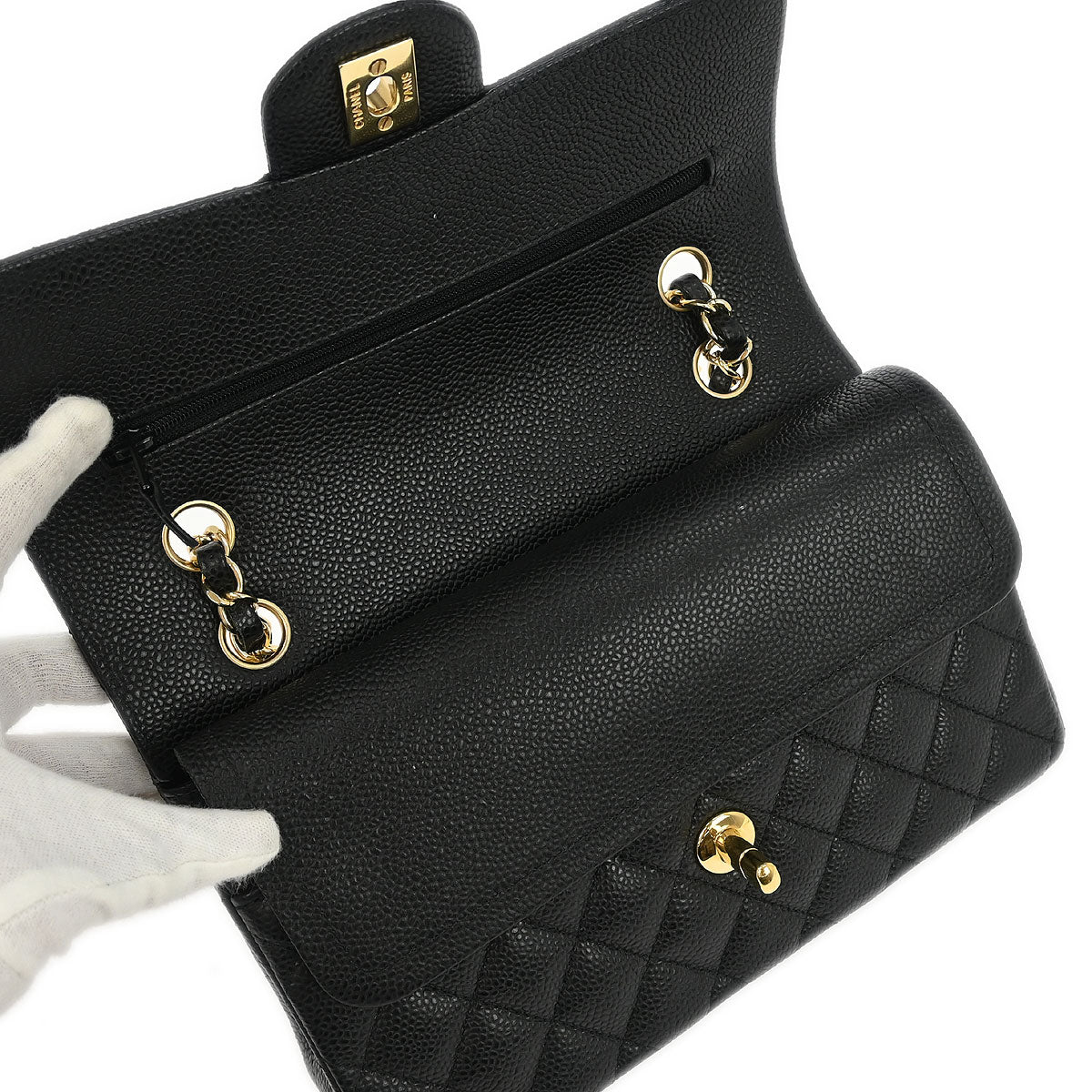 Chanel 2019 Black Caviar Small Classic Double Flap Shoulder Bag