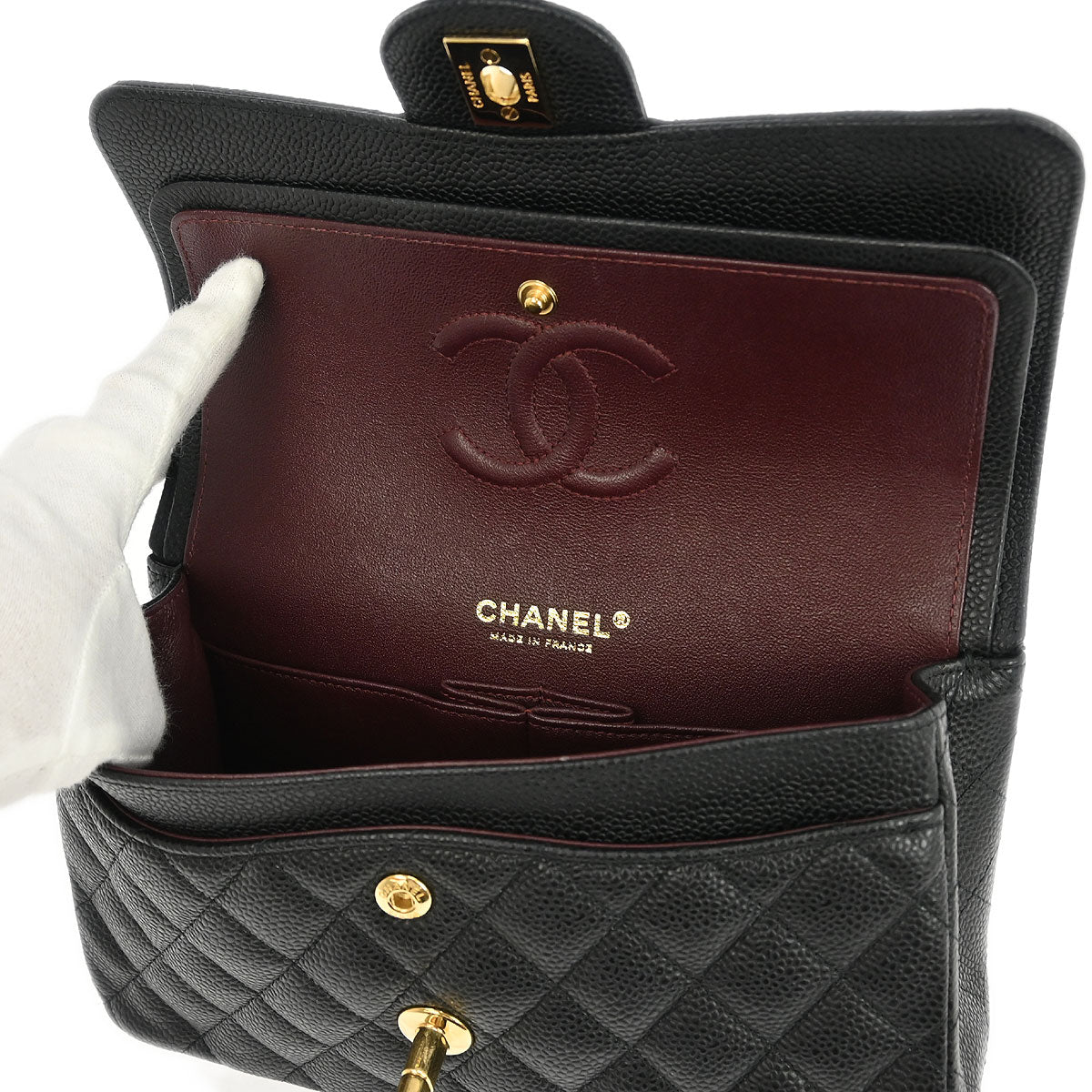 Chanel 2019 Black Caviar Small Classic Double Flap Shoulder Bag