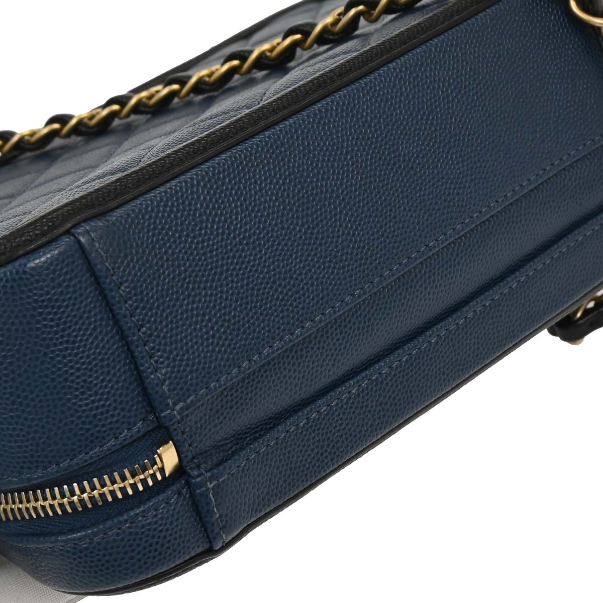 Chanel 2019 Blue Caviar CC Filigree 2way Shoulder Vanity Handbag