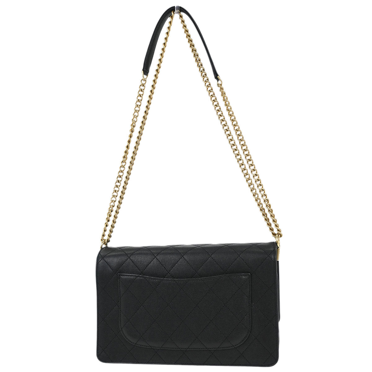 Chanel 2018-2019 Black Caviar Suede Coco Flap Shoulder Bag