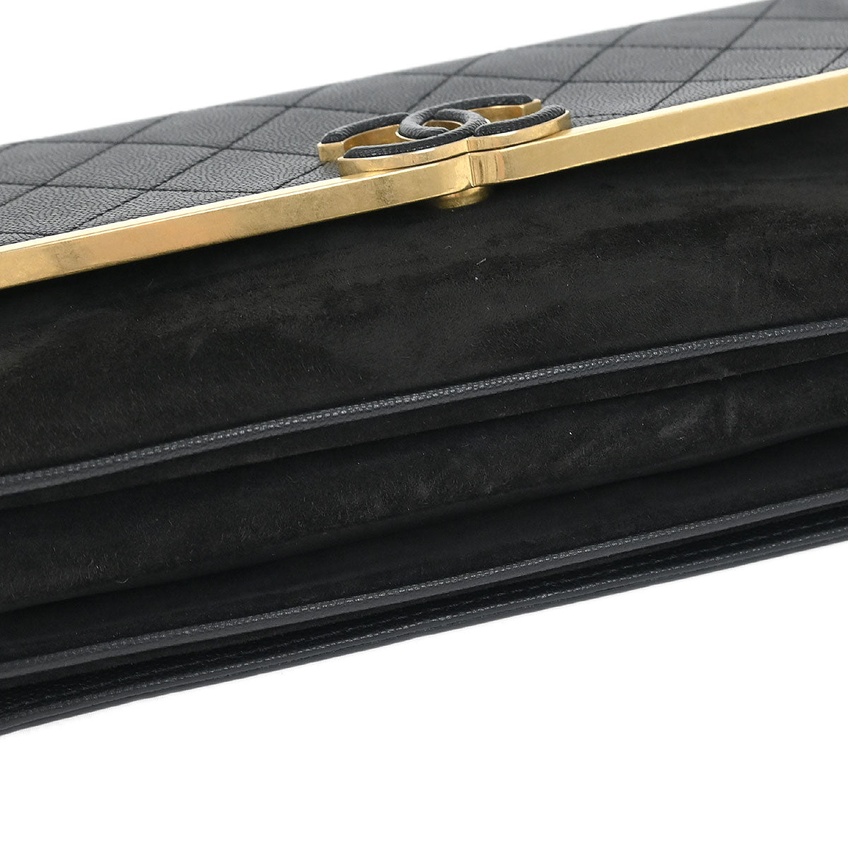 Chanel 2018-2019 Black Caviar Suede Coco Flap Shoulder Bag