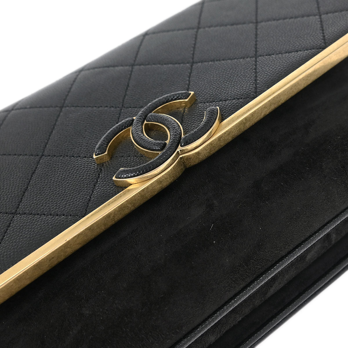Chanel 2018-2019 Black Caviar Suede Coco Flap Shoulder Bag