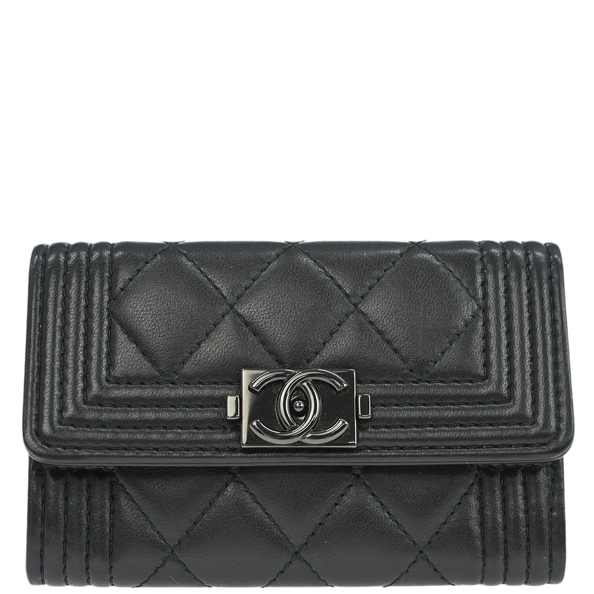 Boy Chanel 2017-2018 Black Lambskin Cardholder