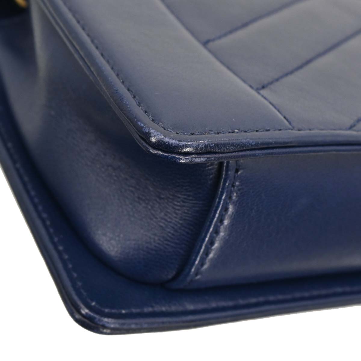 Chanel 2017-2018 Navy Lambskin Chevron Shoulder Bag