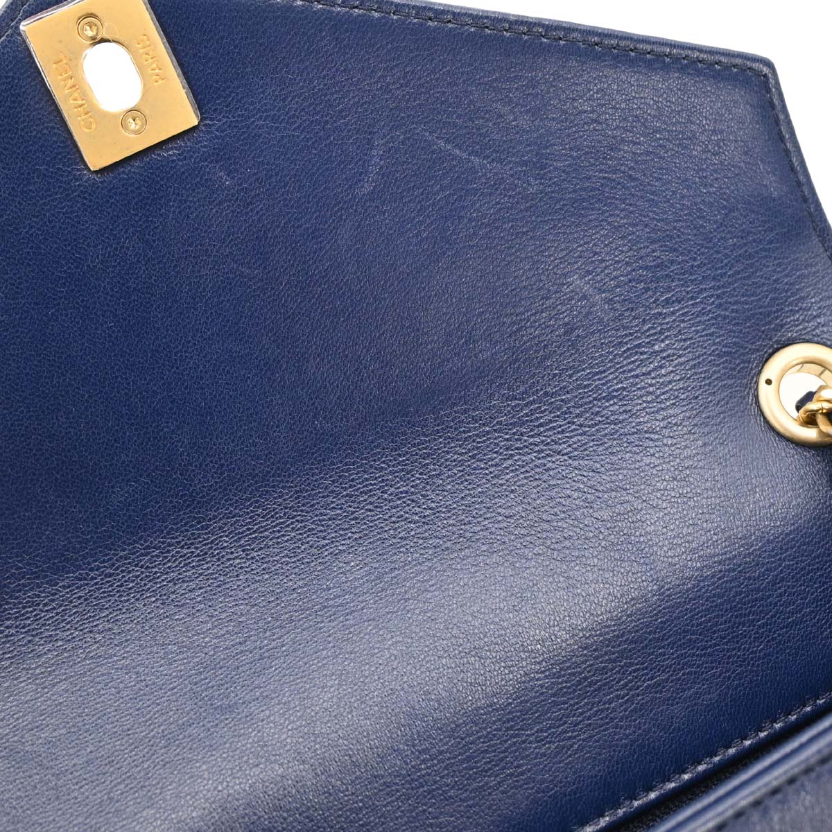 Chanel 2017-2018 Navy Lambskin Chevron Shoulder Bag