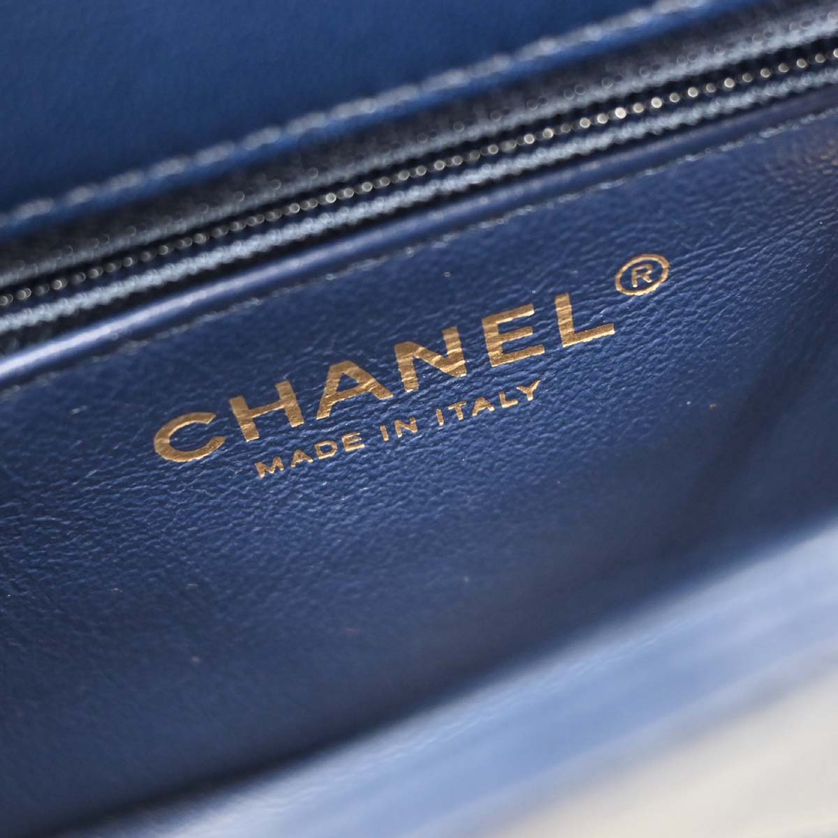 Chanel 2017-2018 Navy Lambskin Chevron Shoulder Bag
