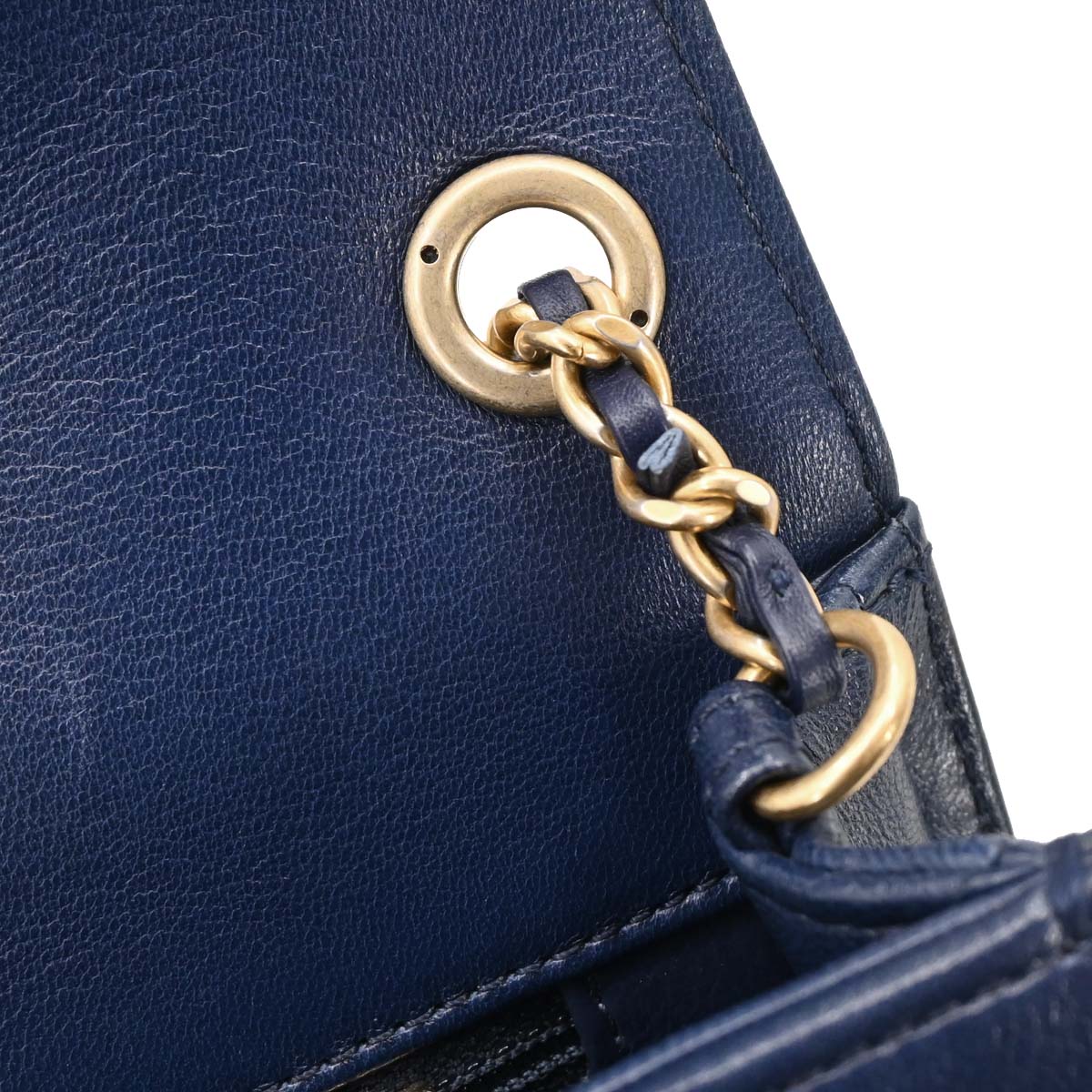 Chanel 2017-2018 Navy Lambskin Chevron Shoulder Bag