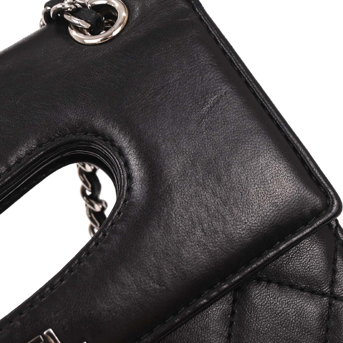 Chanel 2014 Black Lambskin Delivery Cutout 2way Shoulder Handbag