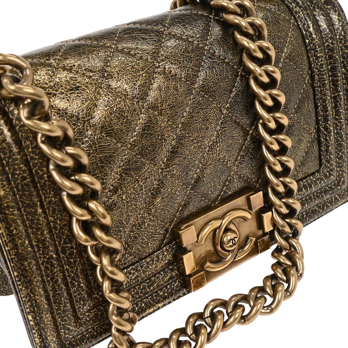 Boy Chanel 2017-2018 Gold Calfskin Small Chain Shoulder Bag