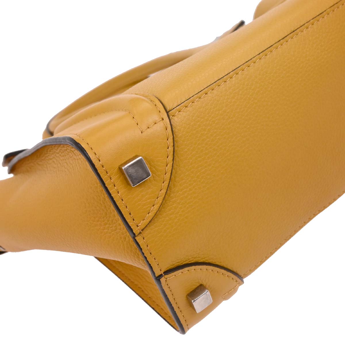 Celine Yellow Leather Micro Luggage Tote Bag