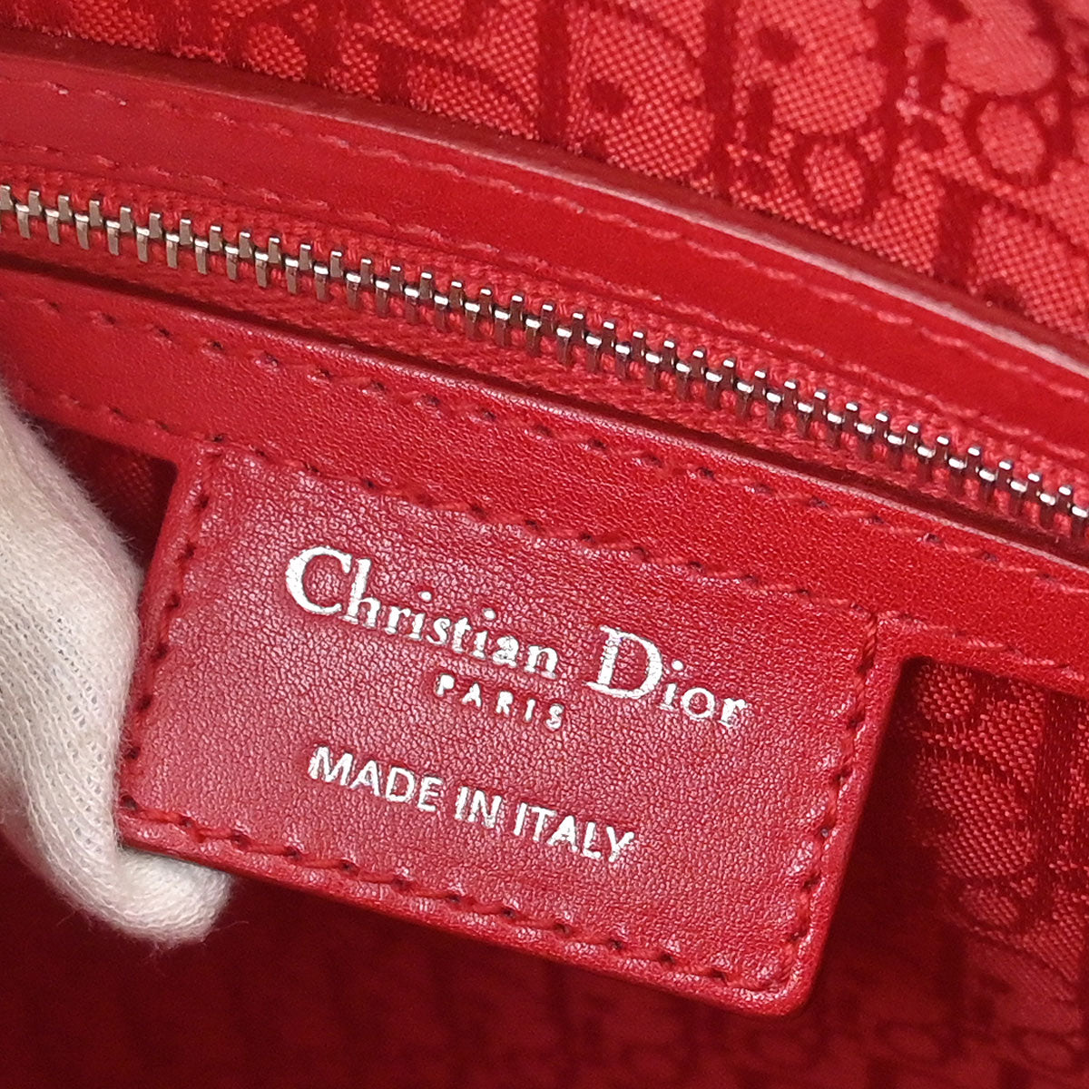 Christian Dior 2011 Red Lambskin Lady Dior Cannage 2way Shoulder Handbag