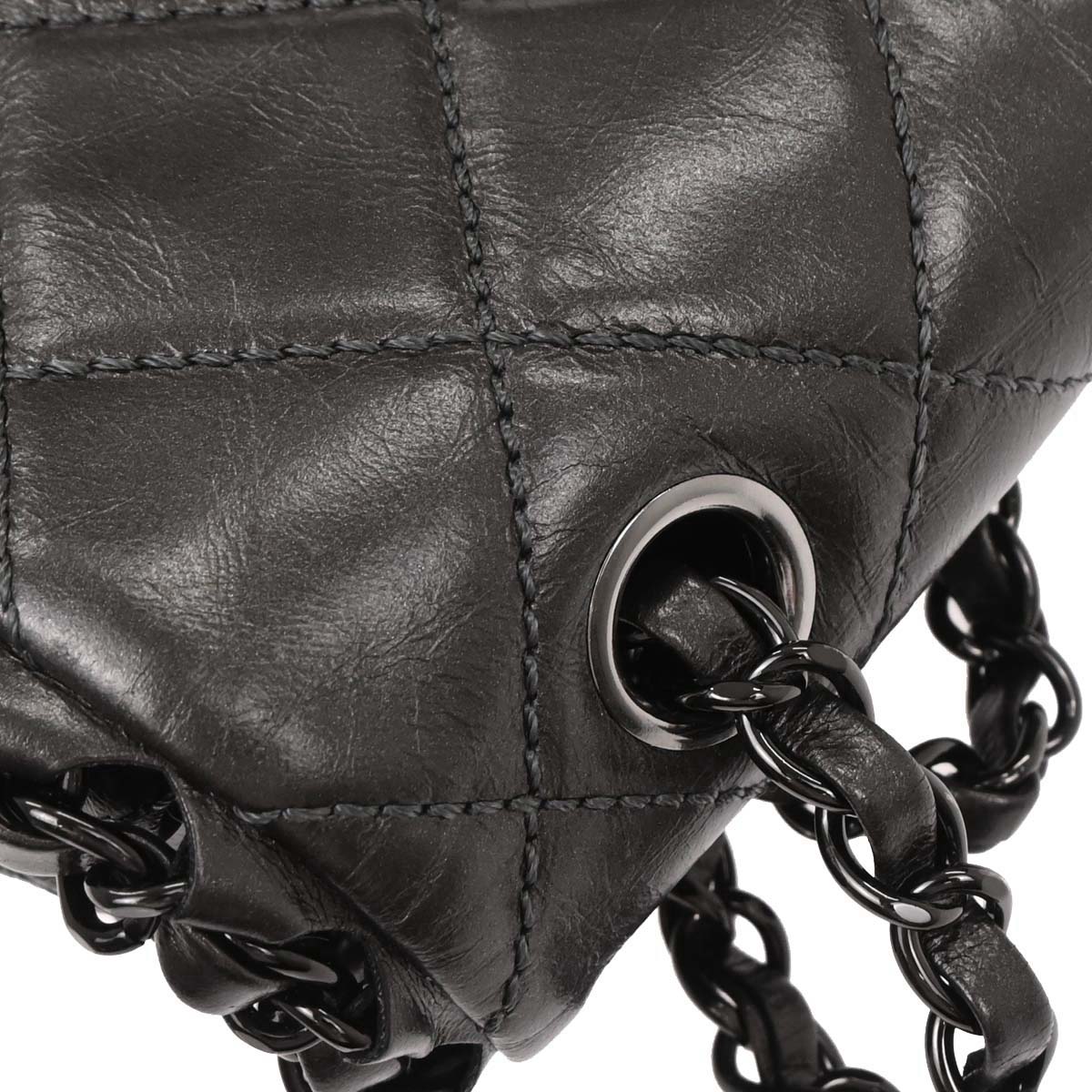 Chanel 2012 Gray Calfskin Luxury Line Chain Shoulder Bag