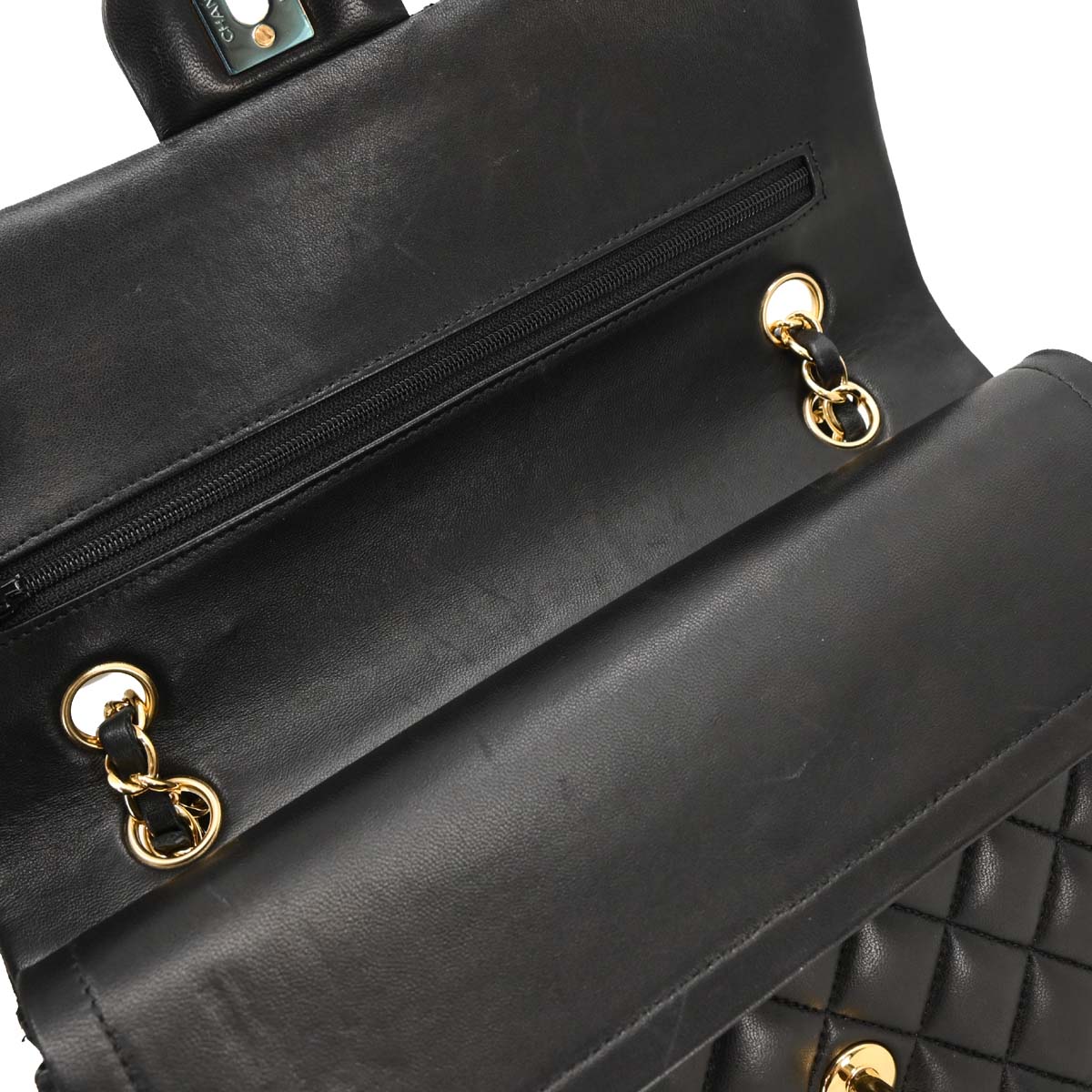 Chanel 2015-2016 Black Lambskin Medium Classic Double Flap Shoulder Bag