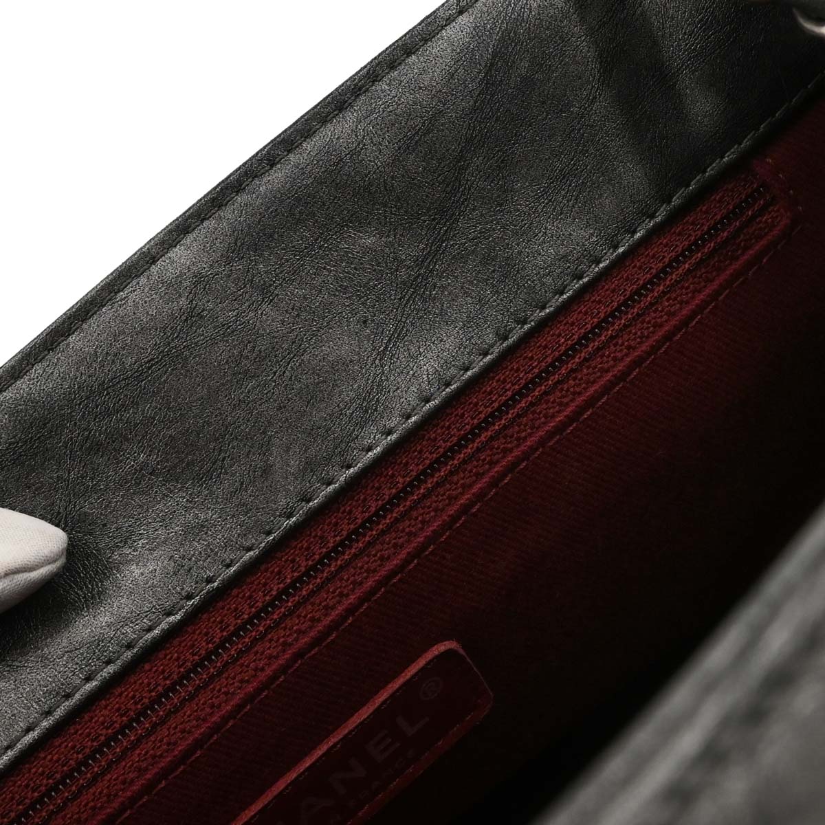 Chanel Gray Calfskin Pondichery Flap 2way Shoulder Handbag