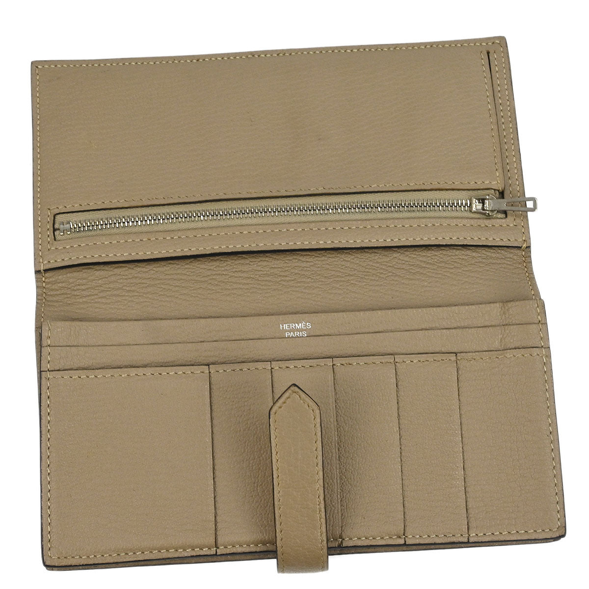 Hermes Gris Tourterelle Chevre Bearn Soufre Bifold Long Wallet