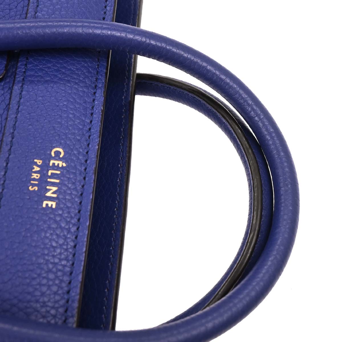 Celine Blue Leather Nano Luggage Tote Bag
