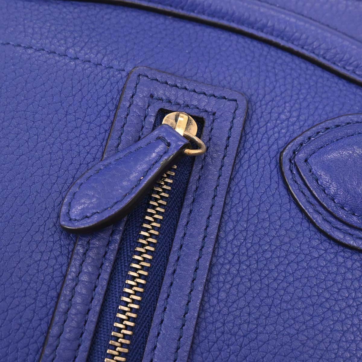 Celine Blue Leather Nano Luggage Tote Bag