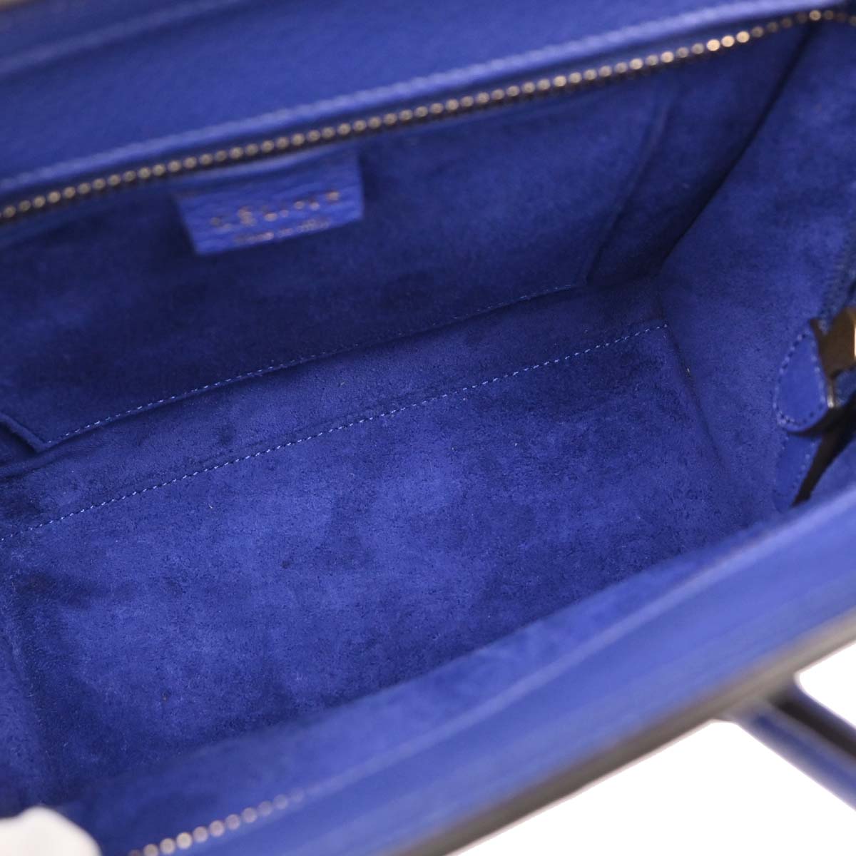 Celine Blue Leather Nano Luggage Tote Bag