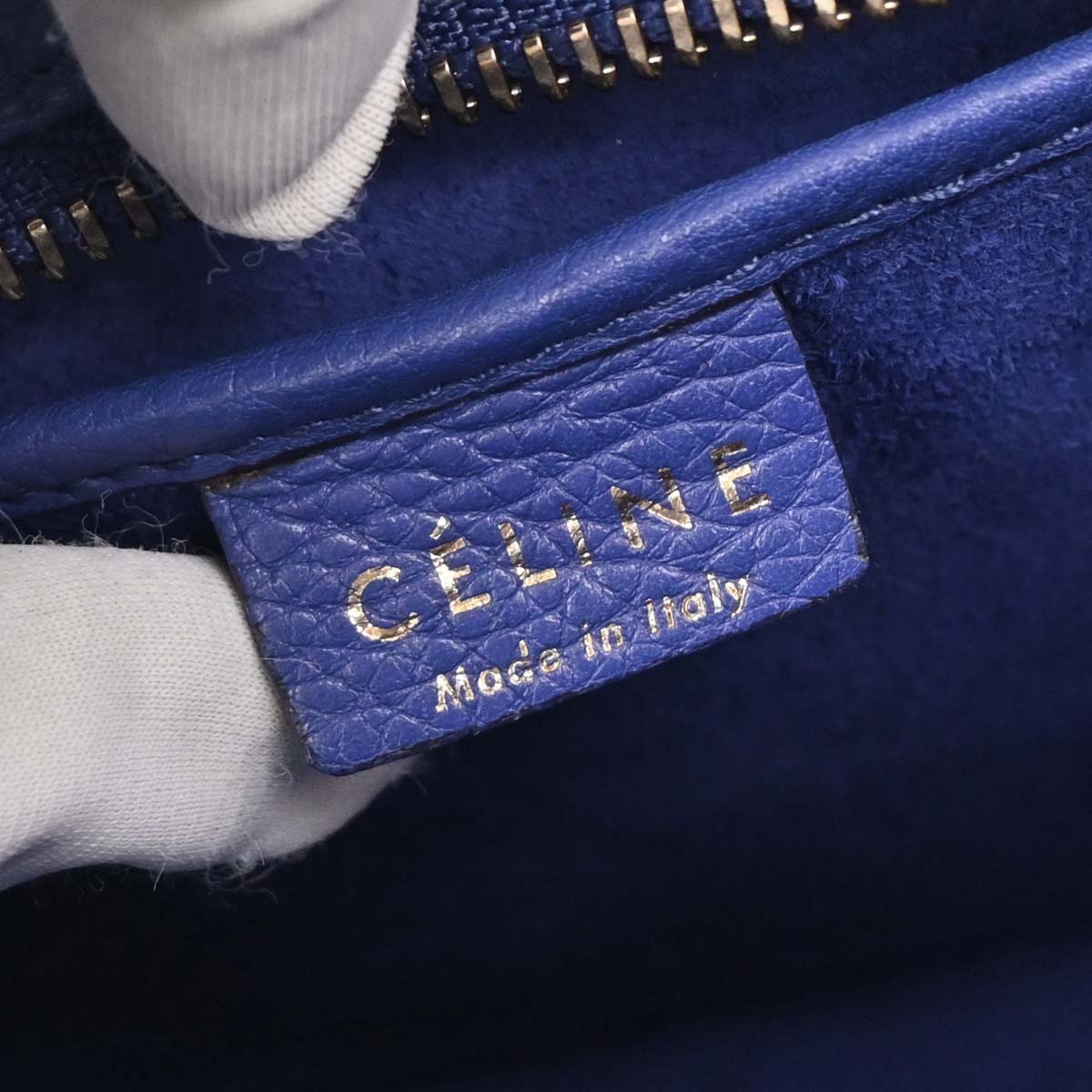 Celine Blue Leather Nano Luggage Tote Bag