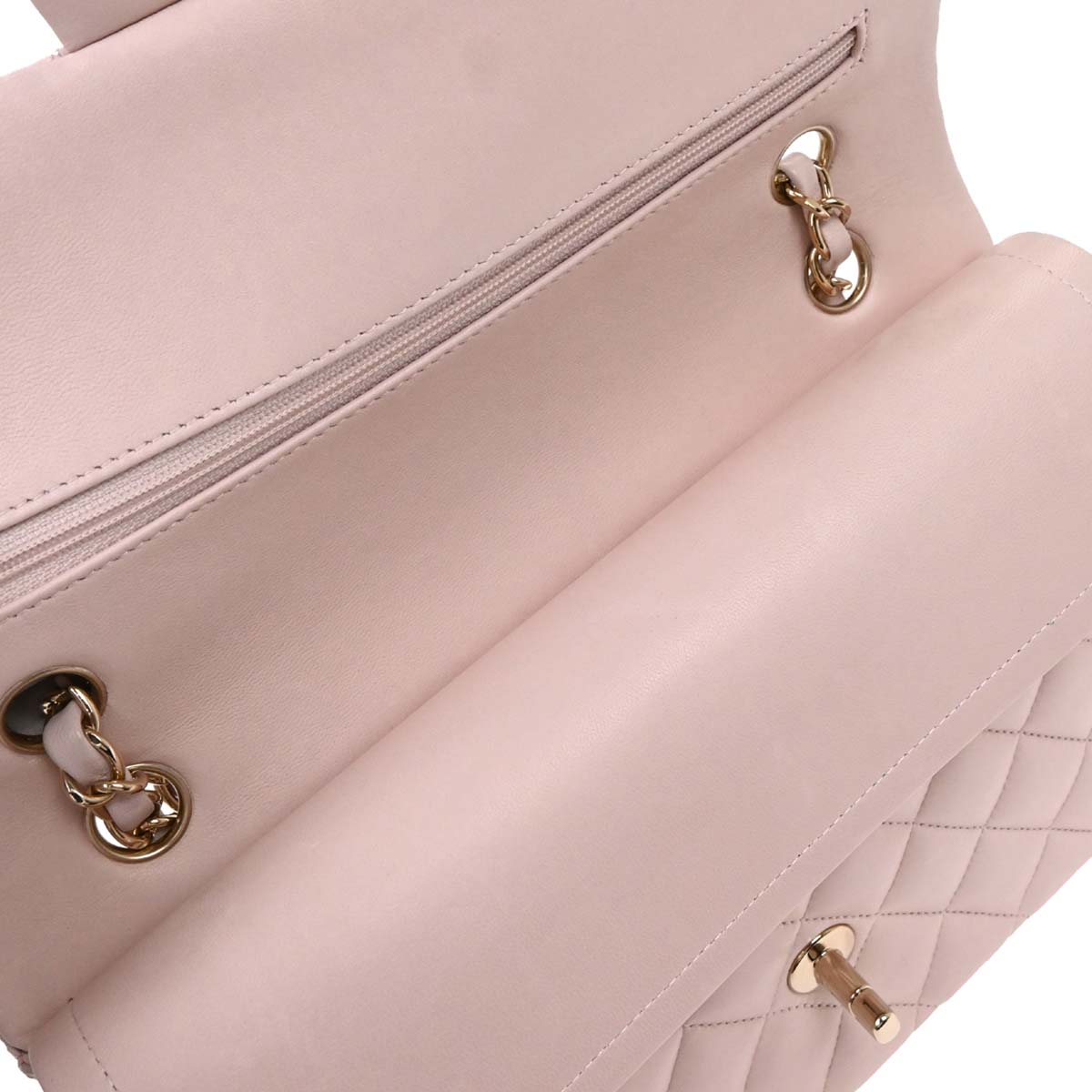 Chanel 2012-2013 Light Pink Lambskin Medium Classic Double Flap Shoulder Bag