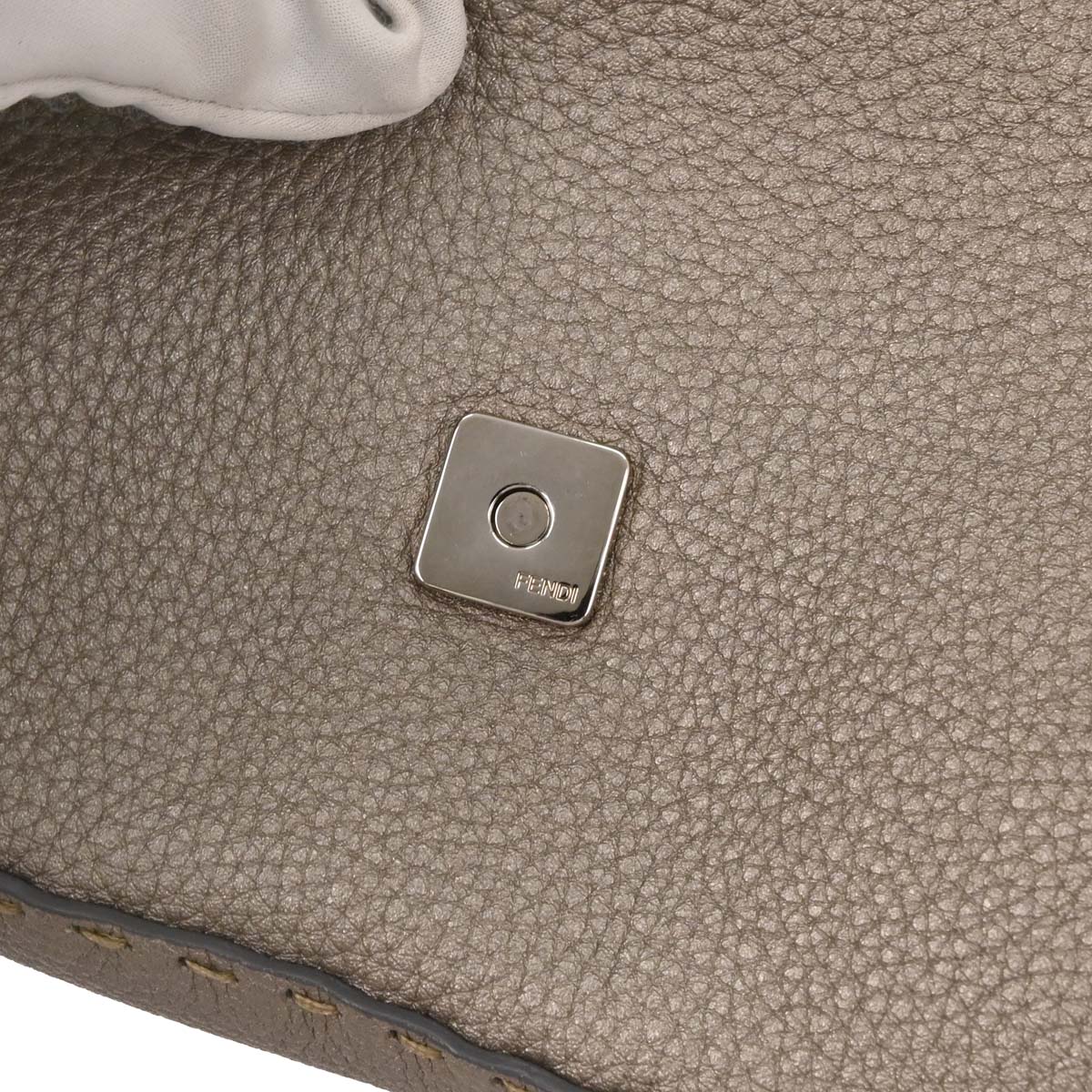 Fendi Gray Leather Stitch Baguette Handbag