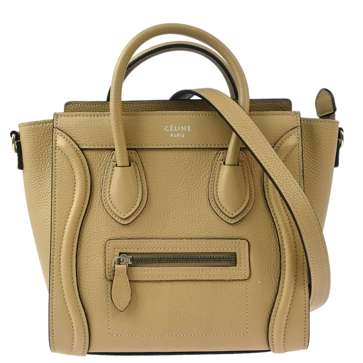 Celine Beige Leather Nano Luggage Tote Bag