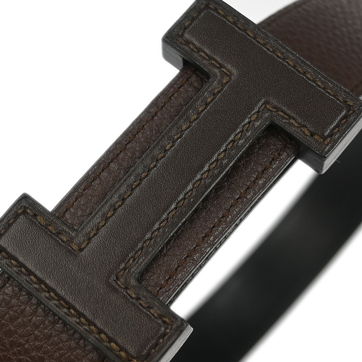Hermes Brown Togo Box Calf Constance Reversible Belt #80 Small Good