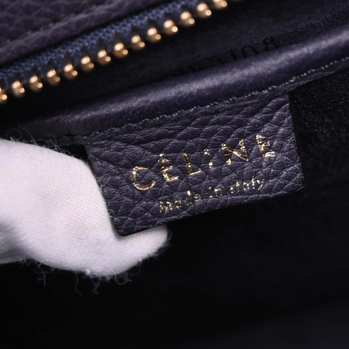 Celine Navy Leather Nano Luggage Tote Bag
