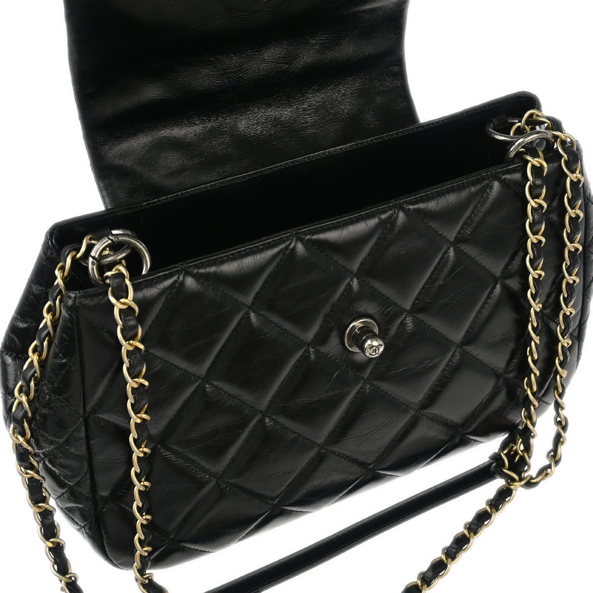 Chanel Black Calfskin Daily Walk Accordion Flap Bag