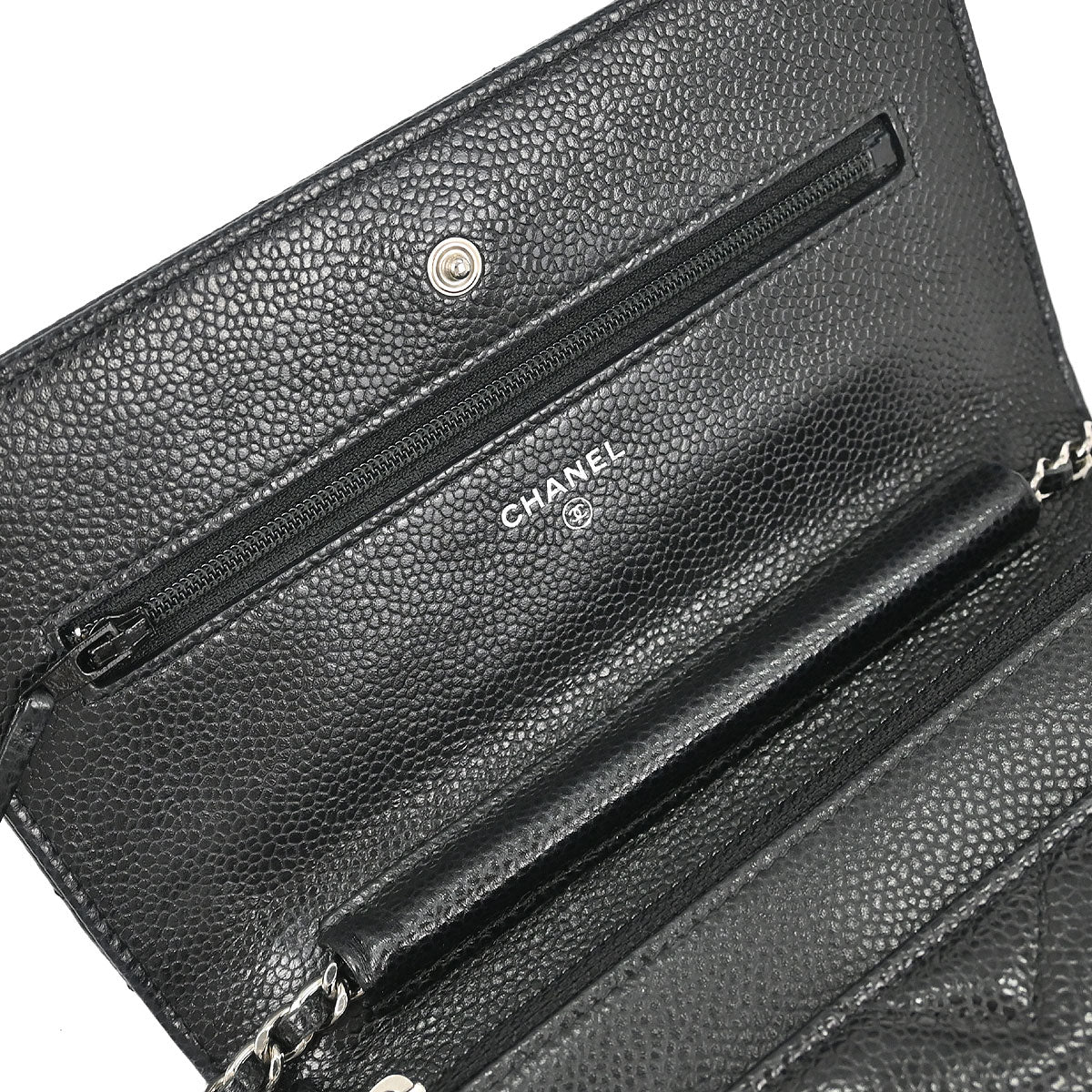 Chanel Black Caviar Chevron Classic WOC Wallet On Chain