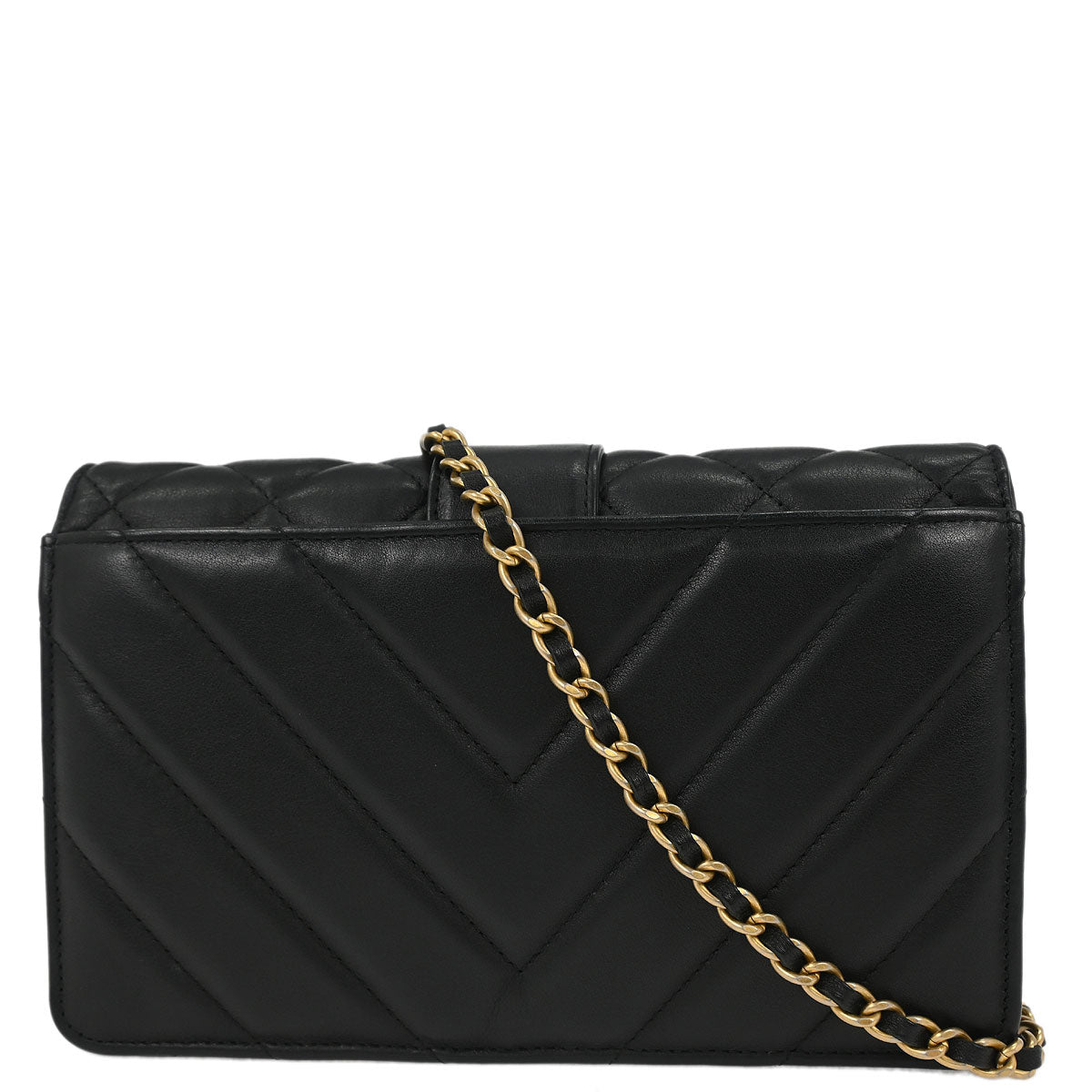 Chanel Black Lambskin Chevron WOC Wallet On Chain