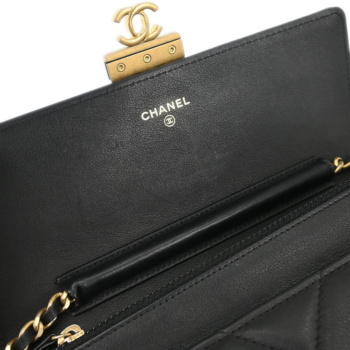 Chanel Black Lambskin Chevron WOC Wallet On Chain