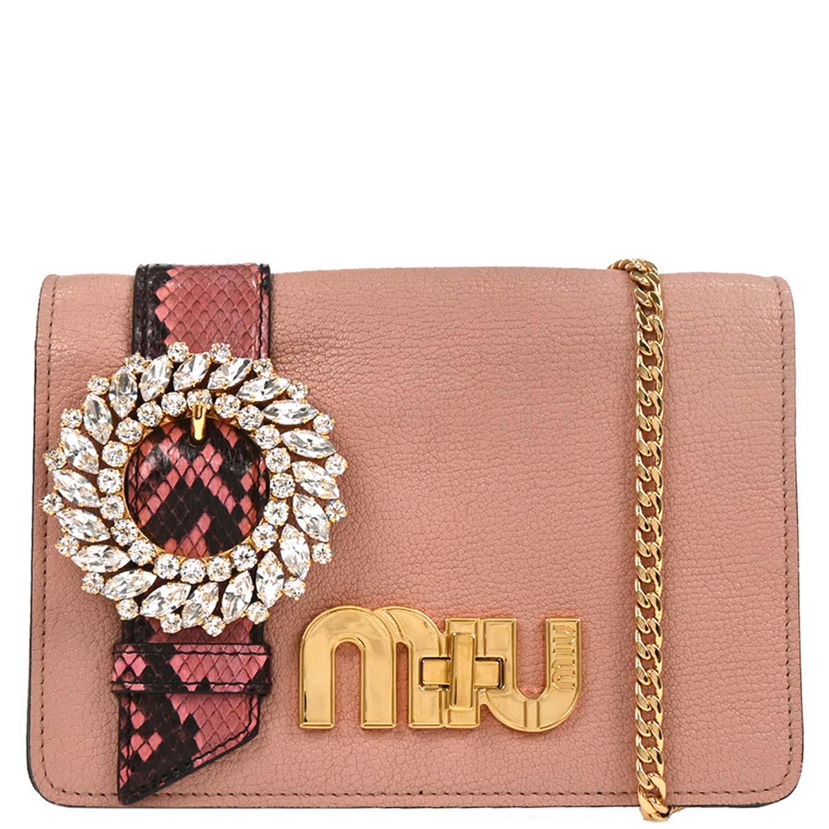 Miu Miu * Pink Leather Python Shoulder Bag