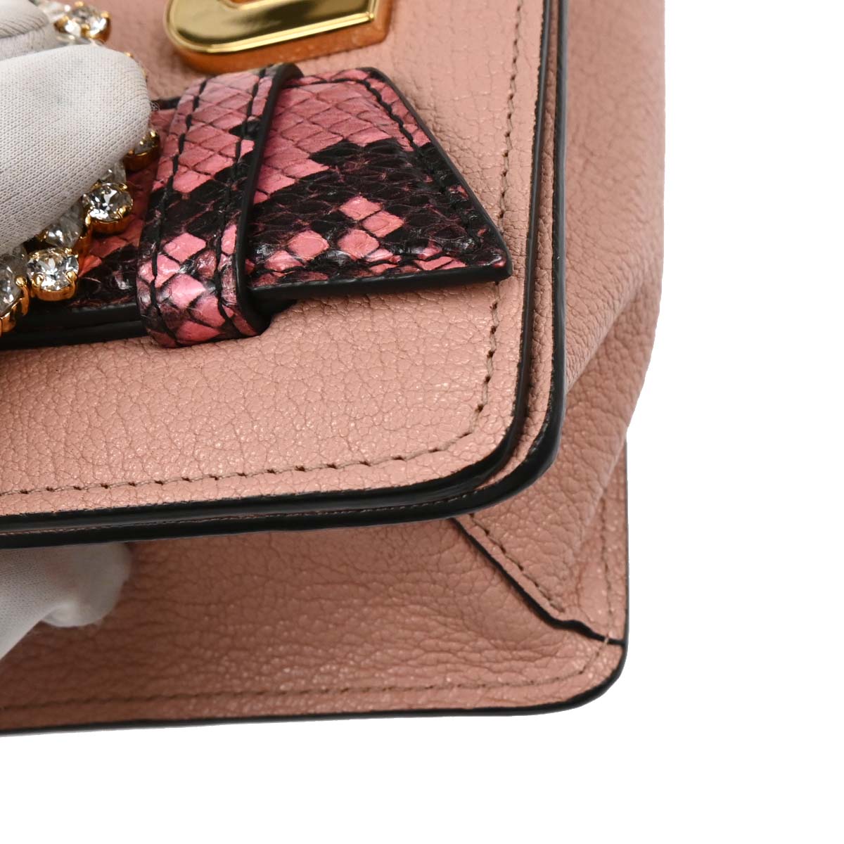 Miu Miu * Pink Leather Python Shoulder Bag