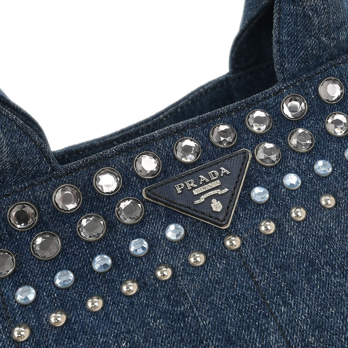 Prada Blue Denim Canapa Tote Handbag