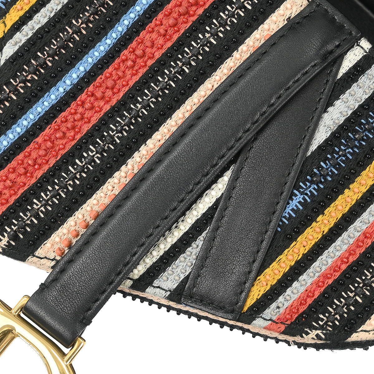 Christian Dior Black Canvas Leather Saddle Handbag