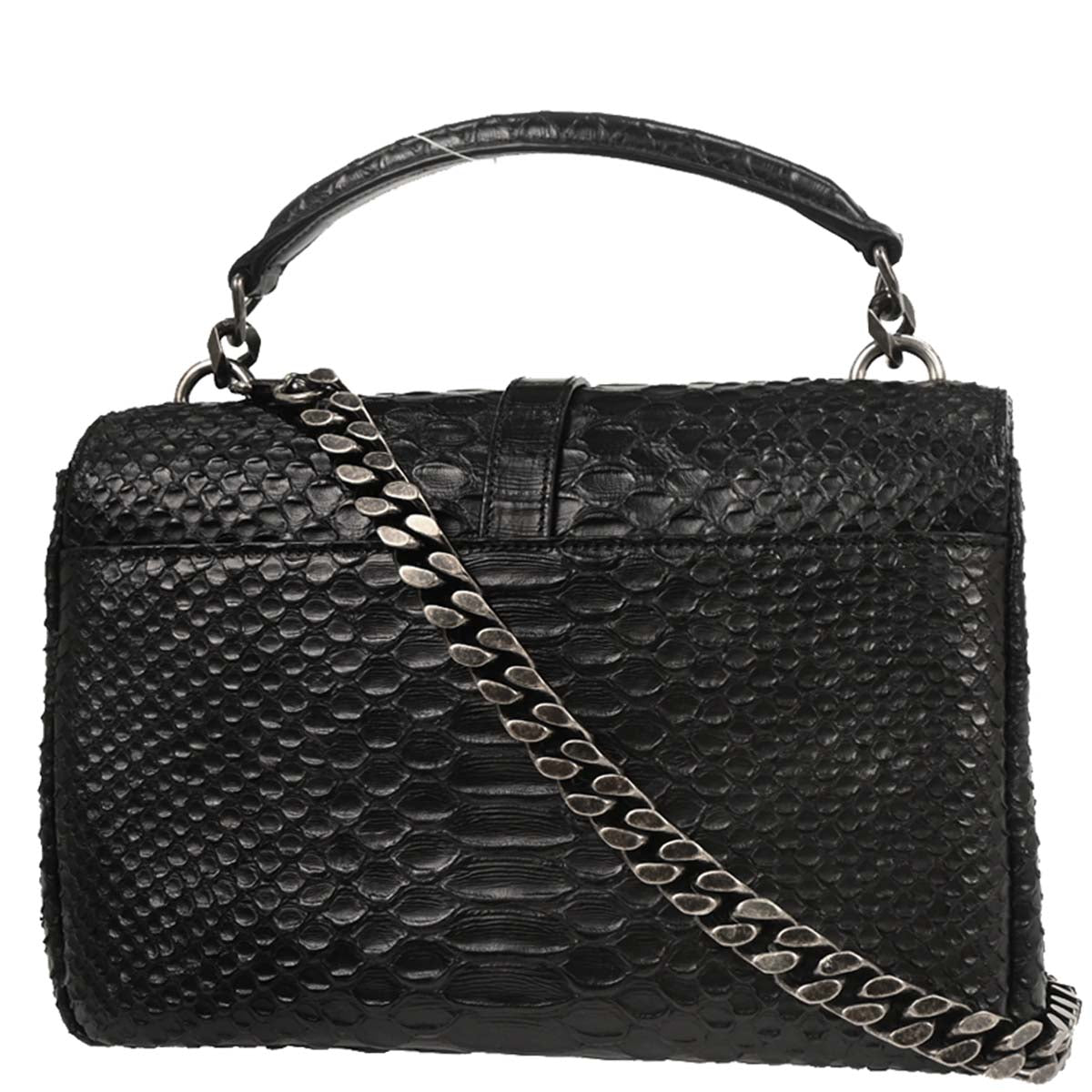 Saint Laurent * Black Python College 2way Shoulder Handbag