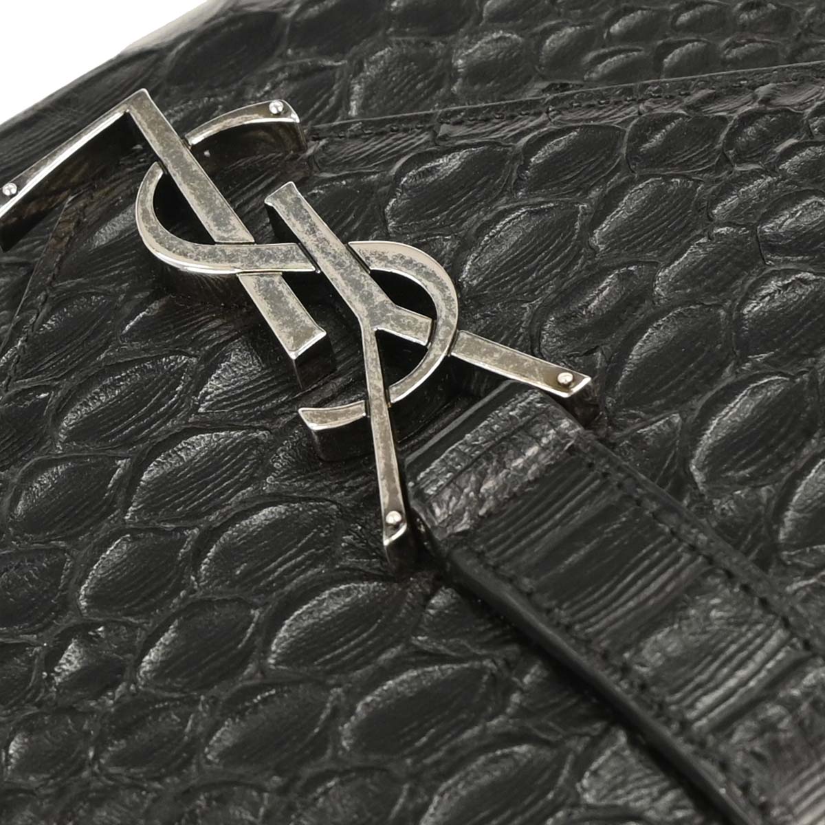 Saint Laurent * Black Python College 2way Shoulder Handbag