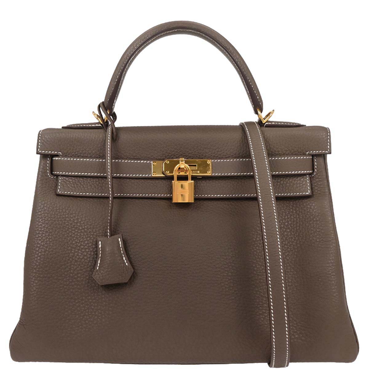 Hermes Etoupe Taurillon Clemence Kelly 32 Retourne 2way Shoulder Handb